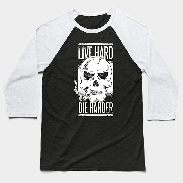 Smoking Skull Baseball T-Shirt by madeinchorley